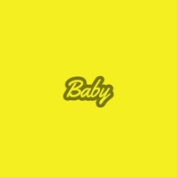 a yellow background with the word baby on it